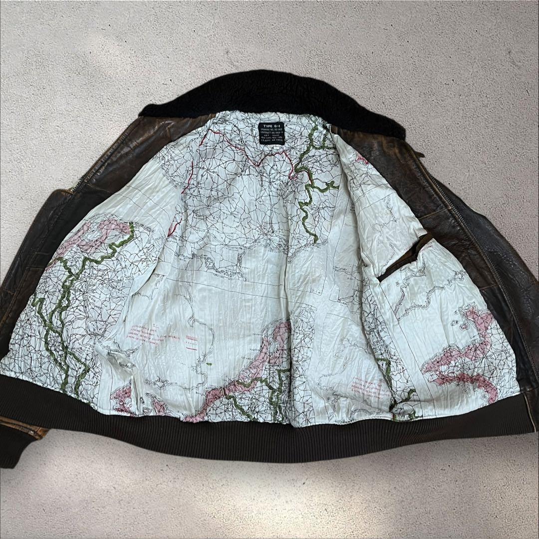 ART.HOUSE G-1 フライトジャケット　レザー　裏地地図柄　襟ボア