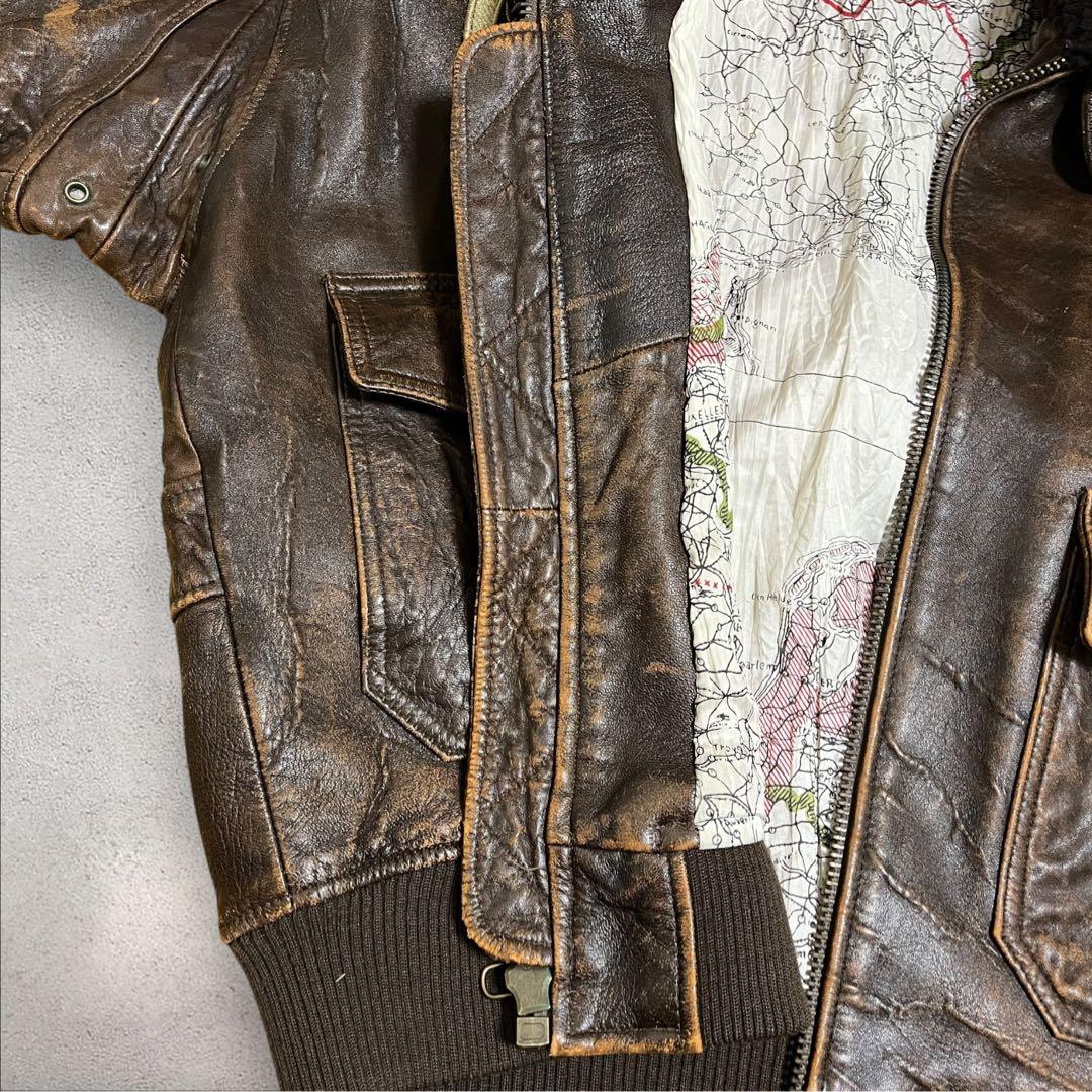 ART.HOUSE G-1 フライトジャケット　レザー　裏地地図柄　襟ボア