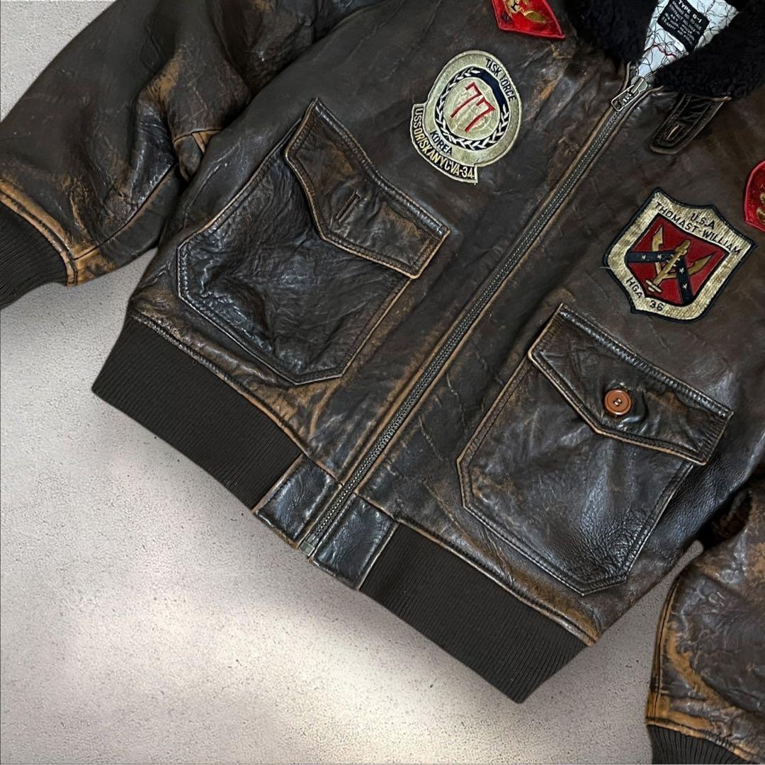 ART.HOUSE G-1 フライトジャケット　レザー　裏地地図柄　襟ボア