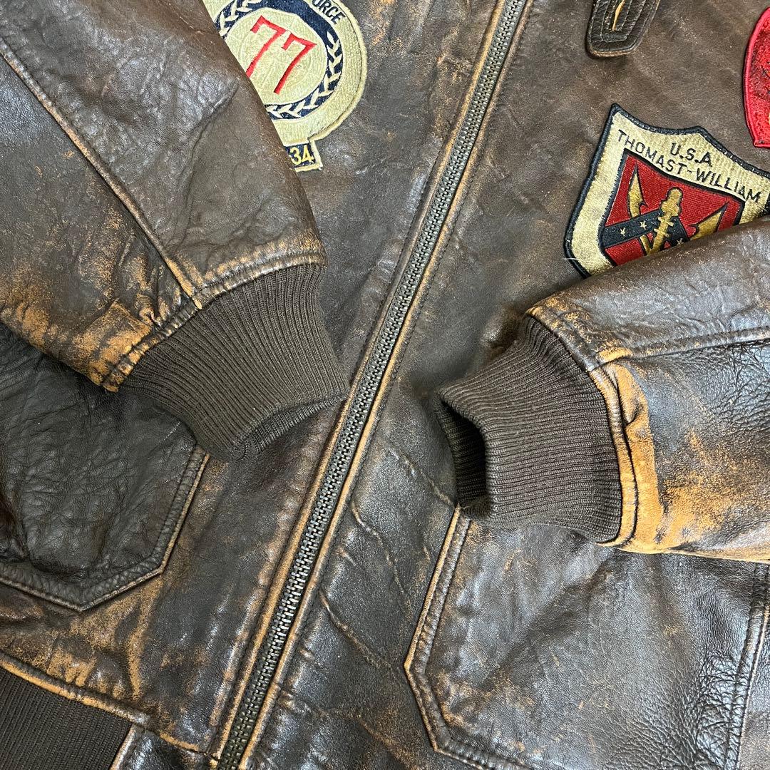 ART.HOUSE G-1 フライトジャケット　レザー　裏地地図柄　襟ボア