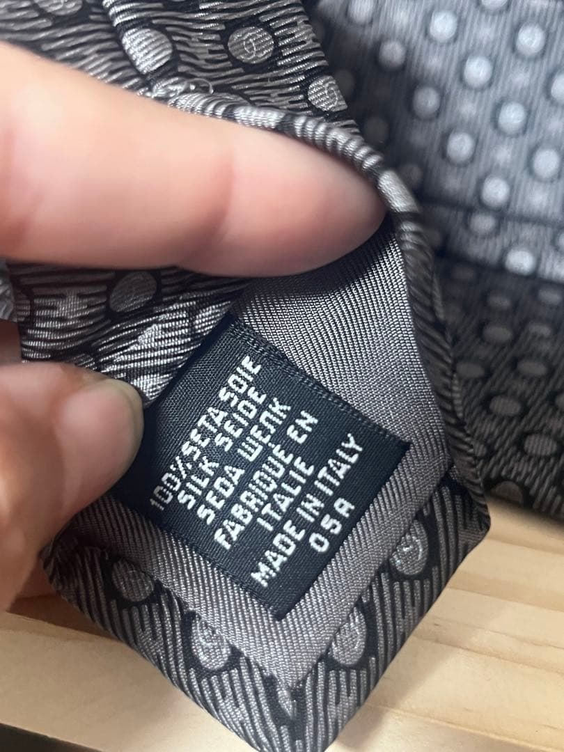 超美品★ CHANEL シャネル　シルク100% ネクタイ　ココマーク　グレー