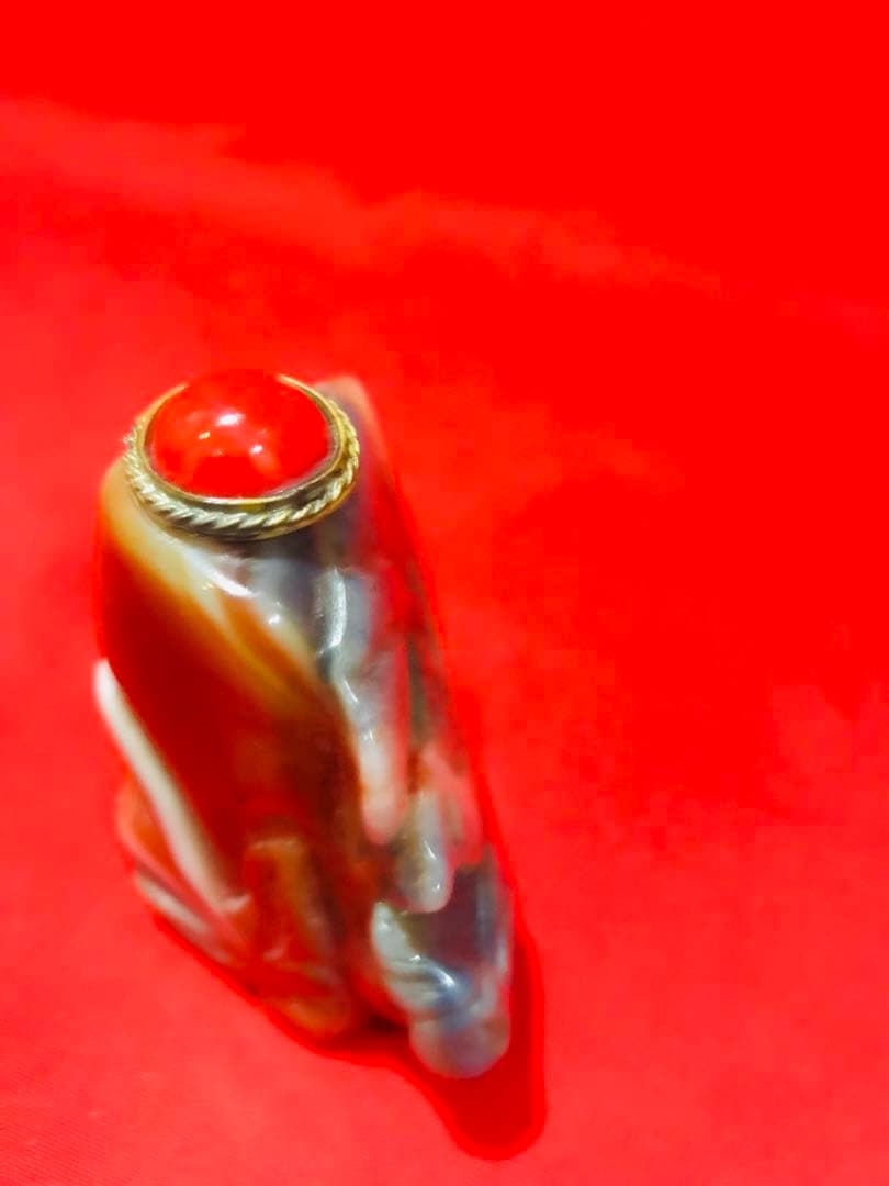 天然石 瑪瑙 鼻煙壺「花鳥」