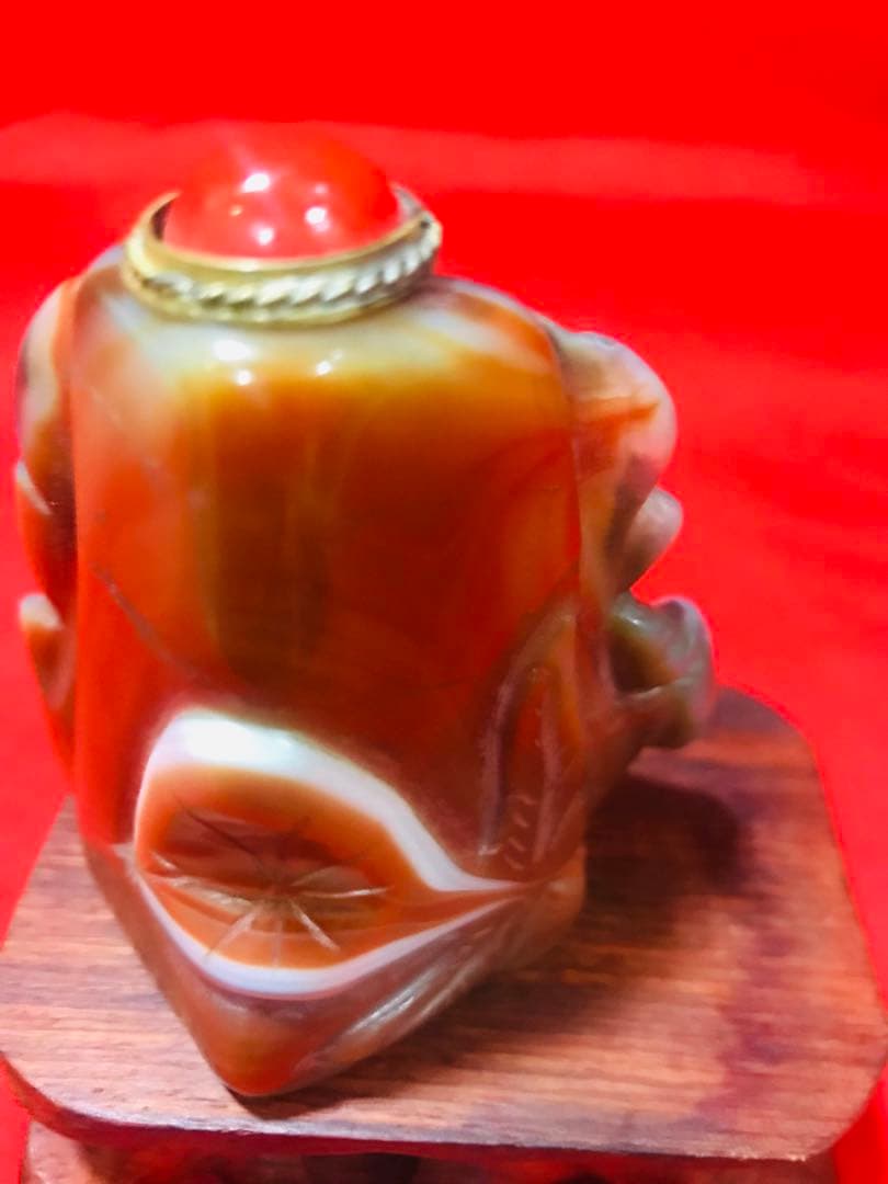 天然石 瑪瑙 鼻煙壺「花鳥」