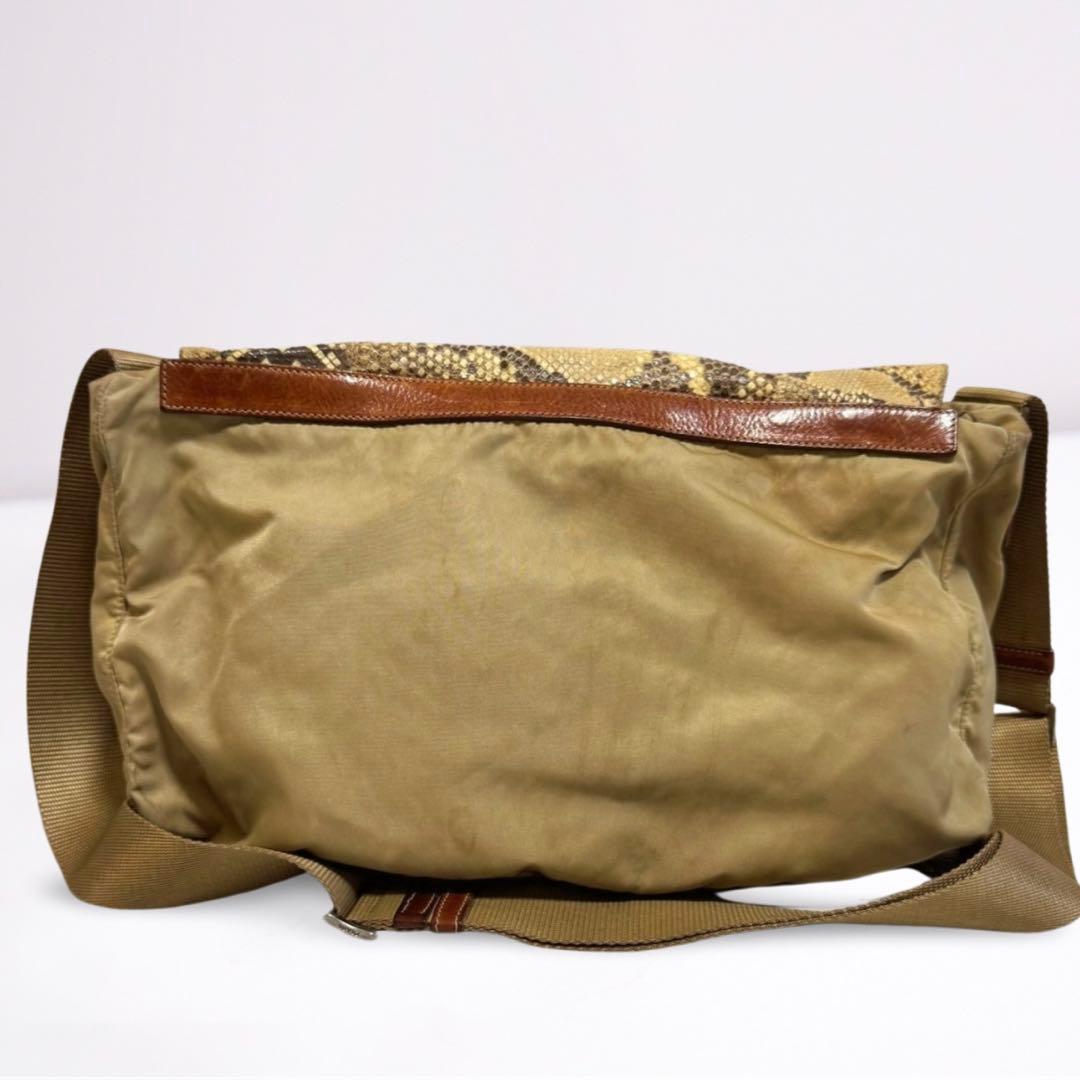 【正規品】プラダ PRADA ギャラカード メッセンジャー ナイロン×パイソン