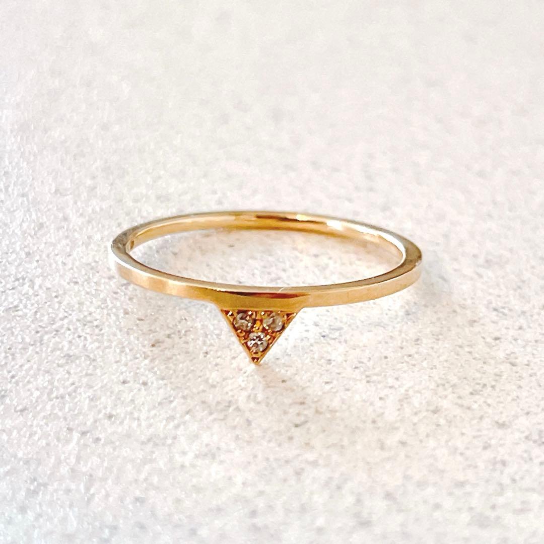 ゆ*ん様 美品 COCOSHNIK K10 トライアングル ダイヤモンドリング