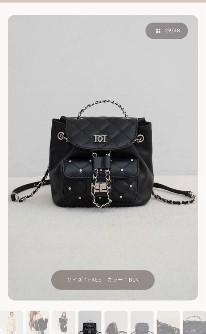 ダーリッチ　キルティングビジューミニリュック　BLK