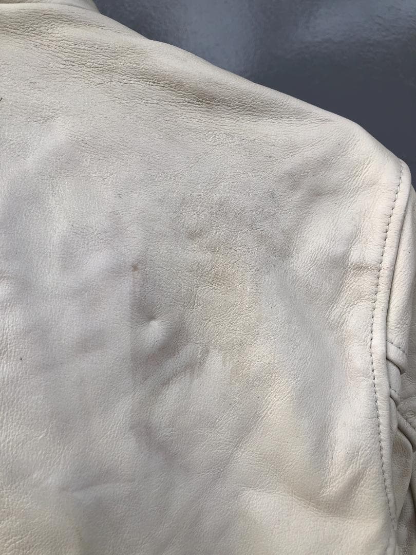 [訳あり] 新品 Schott ダブルライダースレザージャケット アイボリー/L