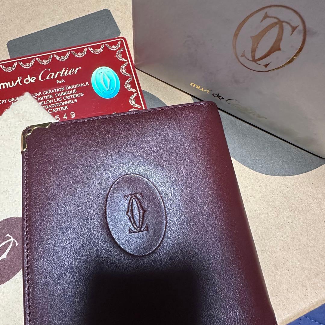 must de Cartier 二つ折り財布 ボルドー