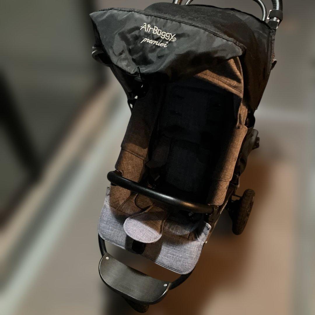 引き取り限定★AirBuggy premier ベビーカー 黒・グレー★2人乗り
