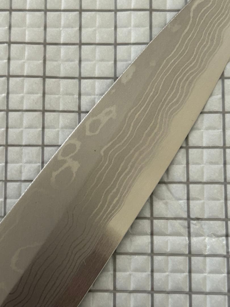 仙助 包丁 柳刃包丁 ダマスカス 安来鋼白紙２号 270mm 紫檀シノギ柄③