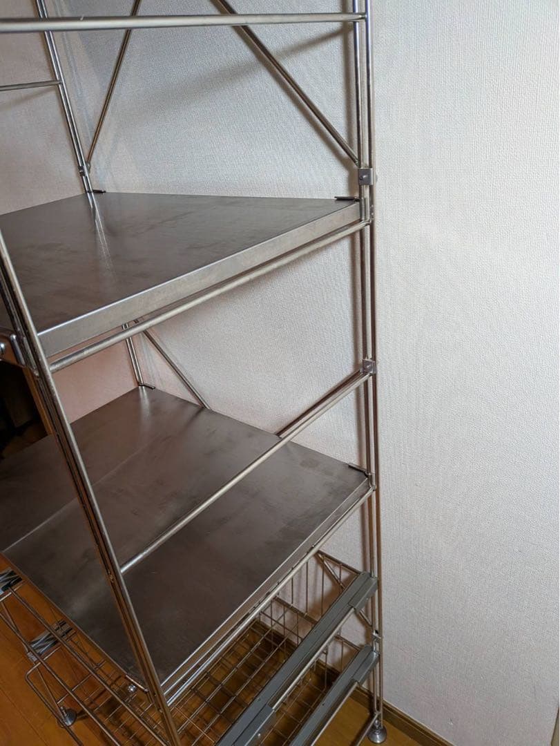 ■送料込■無印 ステンレスユニットシェルフ ステンレス棚 ワイヤーバスケット収納