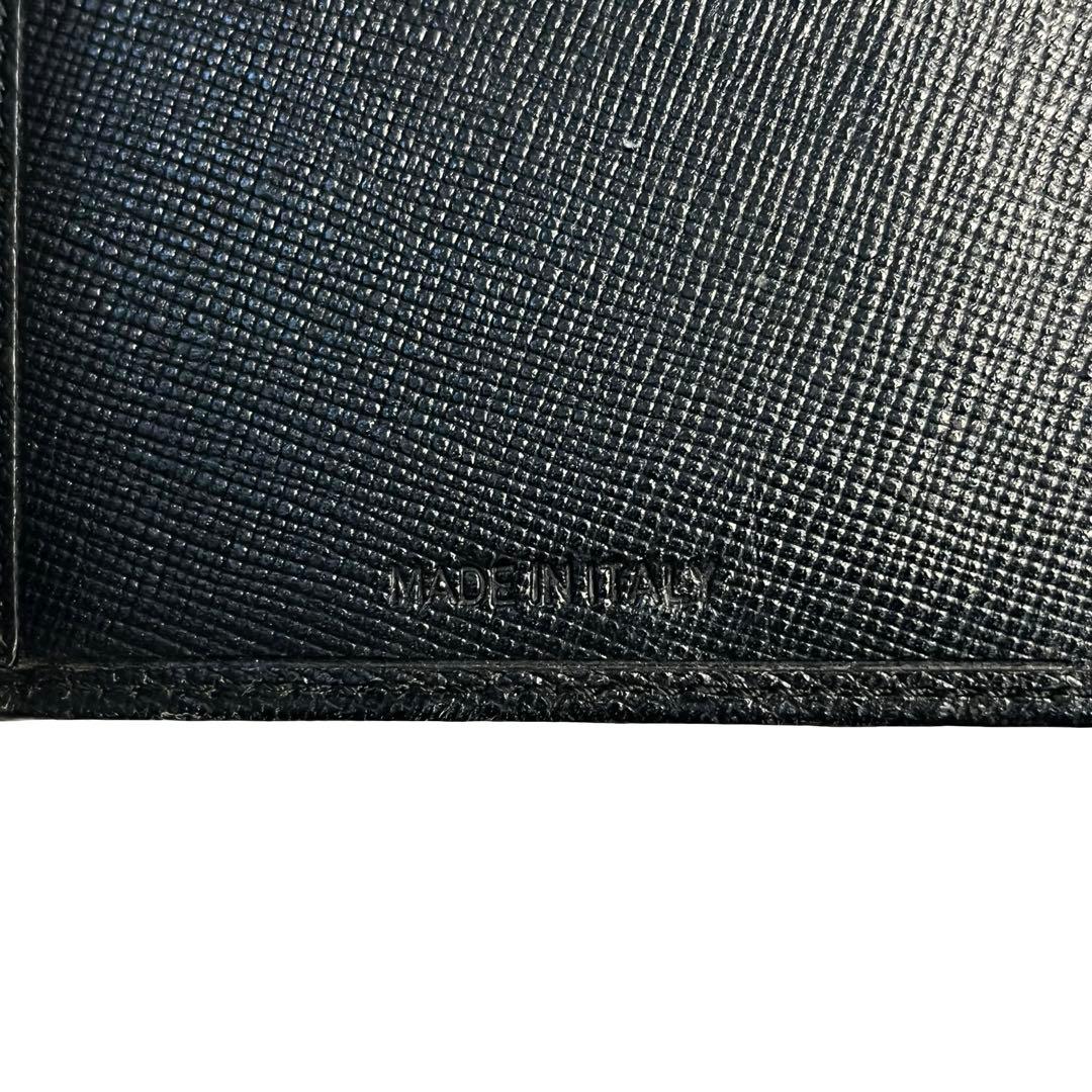 希少✨PRADA プラダ 二つ折り財布 サフィアーノレザー 三角ロゴ ブラック