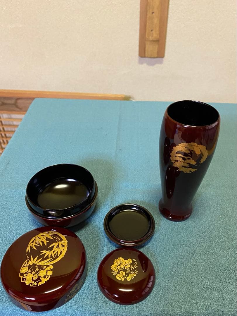 茶道具/茶箱 漆塗り 利休茶箱 工芸品 紙箱