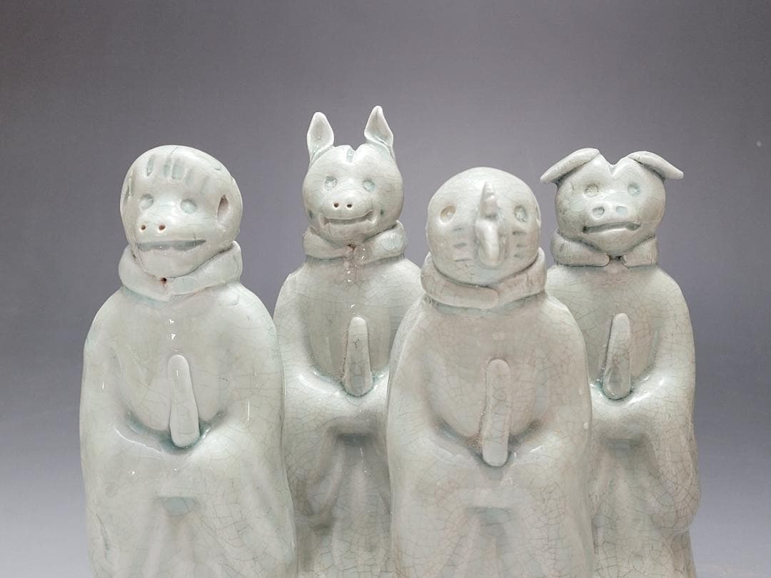 白磁 十二支 干支 動物像 12匹 揃い 宋元時代 高さ約14~16.9cm