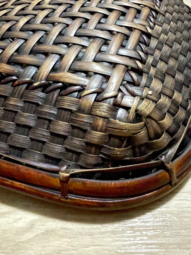 アンティーク 花籠／古道具 花器／竹籠 バスケット（山葡萄系素材？） 伝統工芸