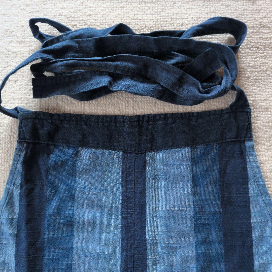 山田木綿織元　会津木綿100%　エプロン 2枚セット 青&緑