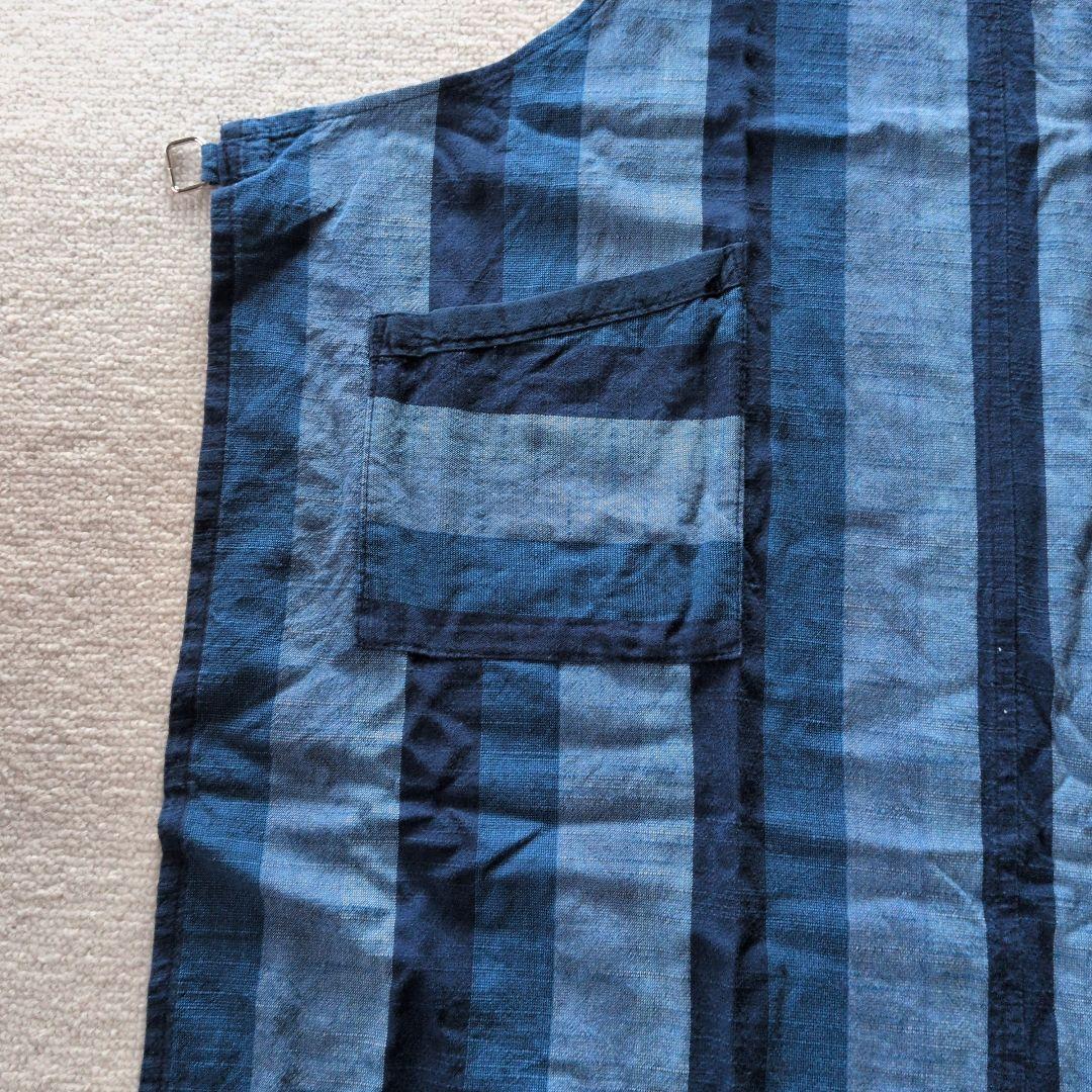 山田木綿織元　会津木綿100%　エプロン 2枚セット 青&緑