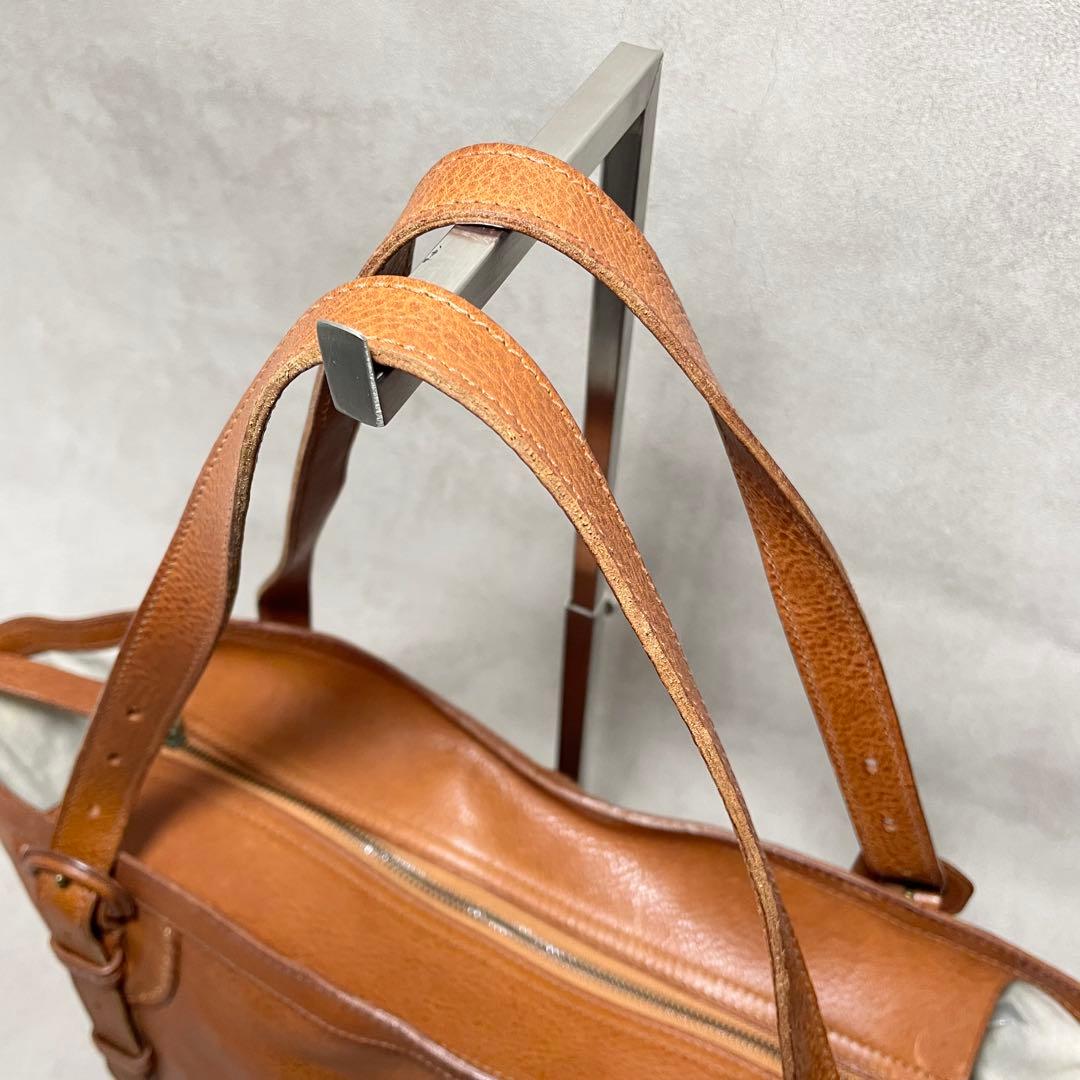 【美品】genten レザー トートバッグ 本革 キャメル 日本製 レディース