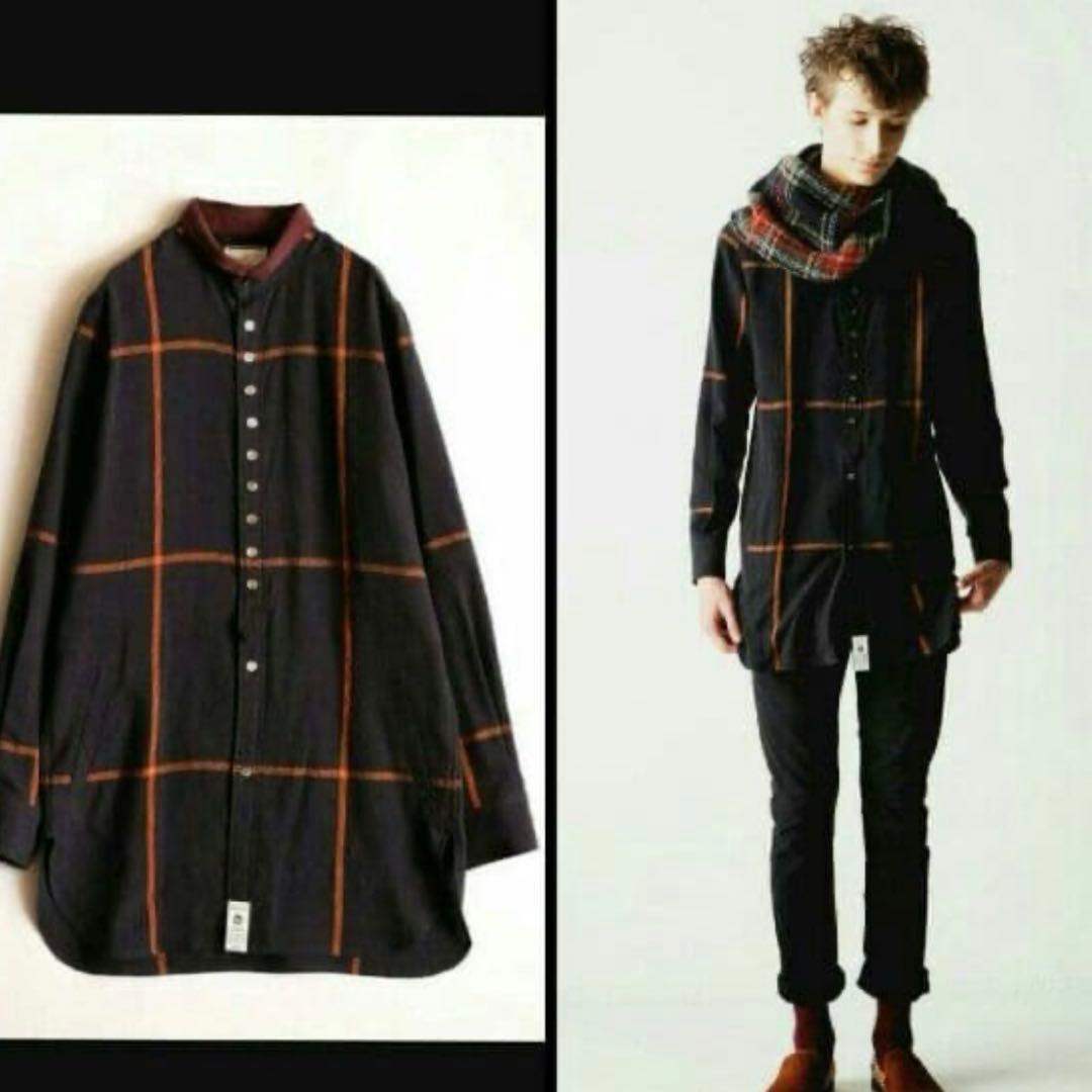 希少 シャリーフ ロングシャツ チェックシャツ
