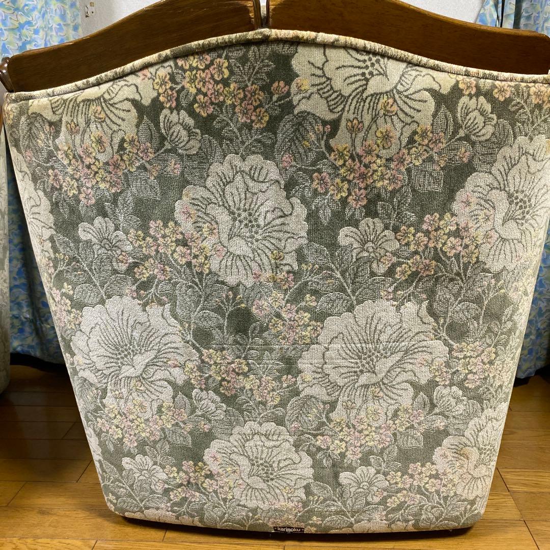 【希少ヴィンテージ】カリモク 1人掛けソファ 金華山コサージュグリーン