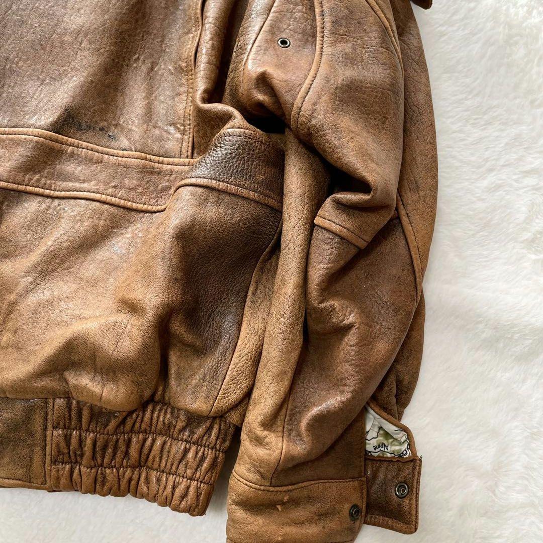 【地図柄L】VOLUNT G-1 A-2 レザー フライトジャケット　ブラウン