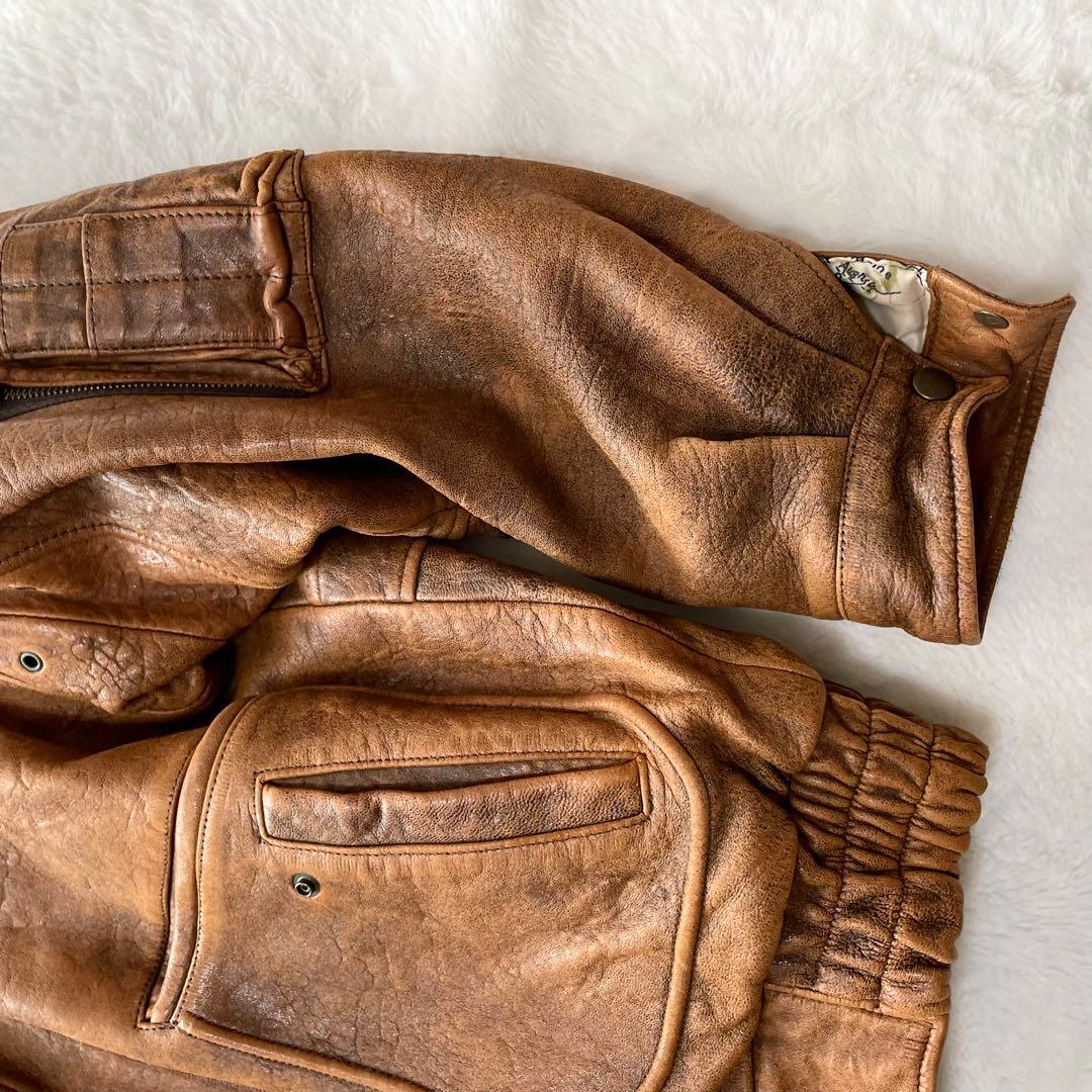 【地図柄L】VOLUNT G-1 A-2 レザー フライトジャケット　ブラウン