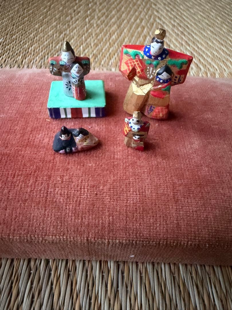 奈良一刀彫 立雛 雛人形 豆人形 4点