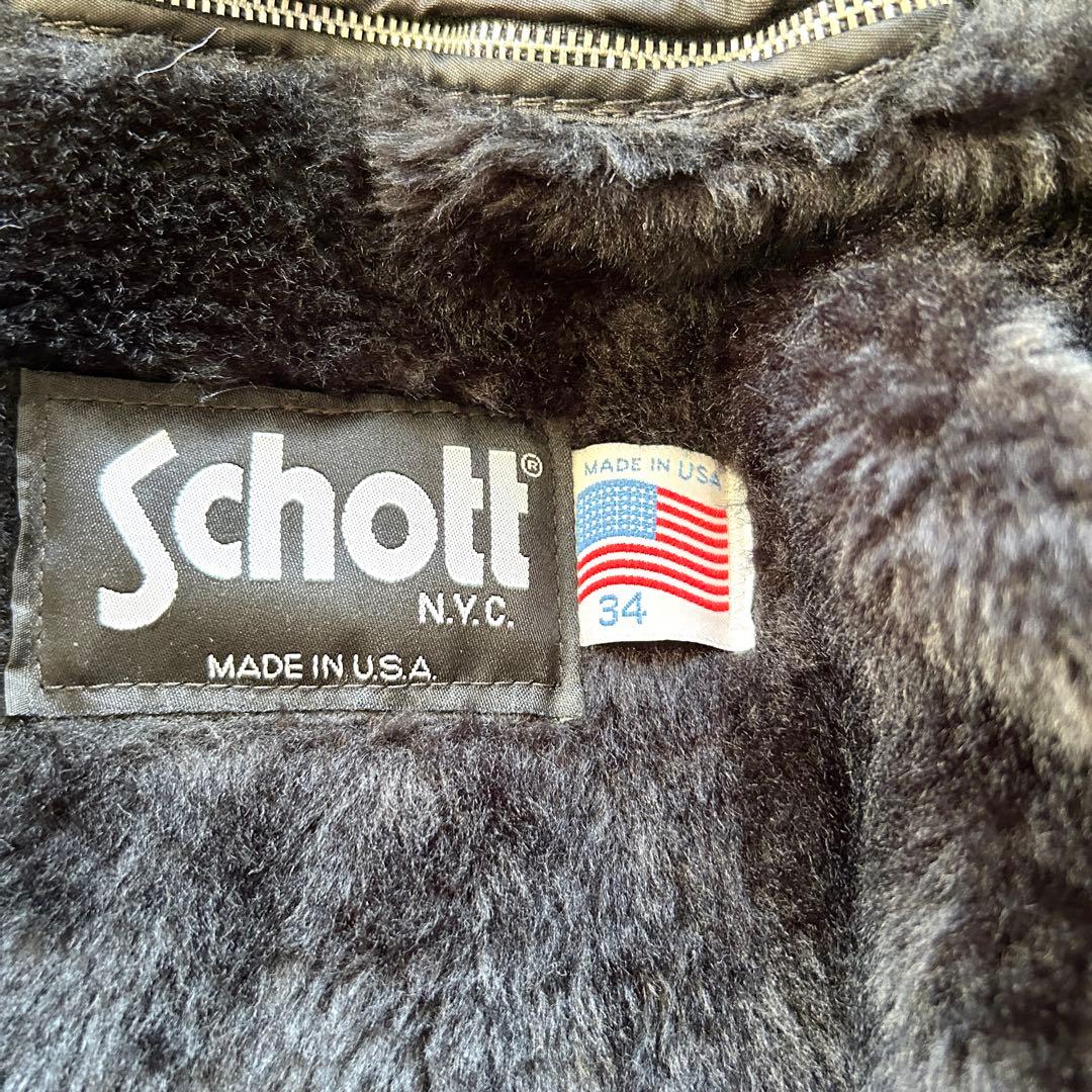 【極美品】ショット　シングルライダースジャケット　ボアライナー付き　黒　34