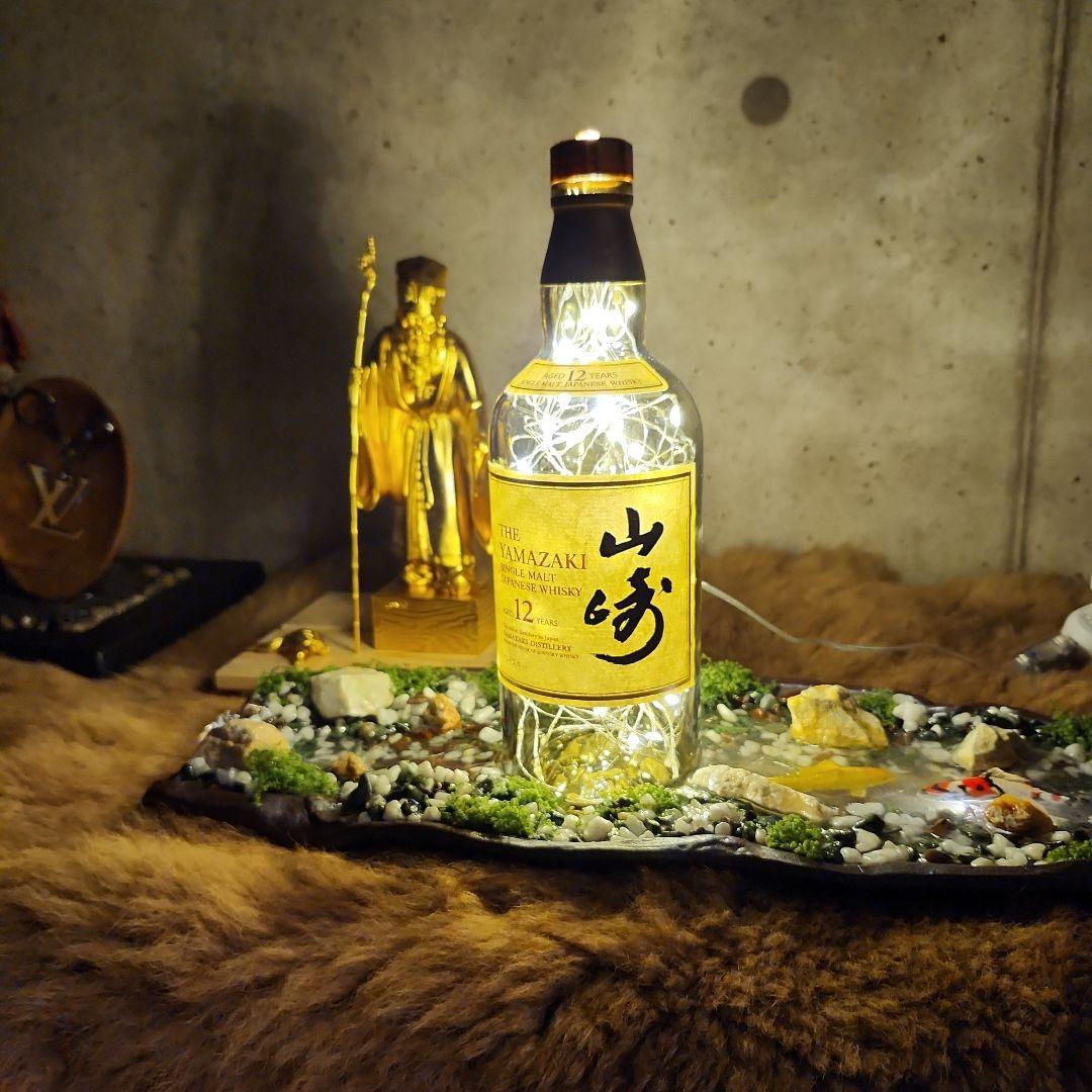 山崎12年　LEDボトルランプ　錦鯉レジンアート　福禄寿　寿老人