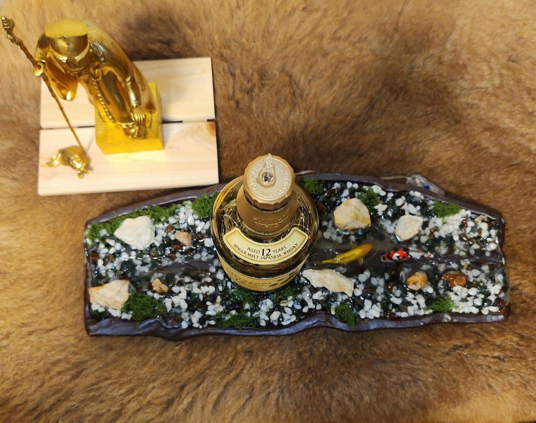 山崎12年　LEDボトルランプ　錦鯉レジンアート　福禄寿　寿老人