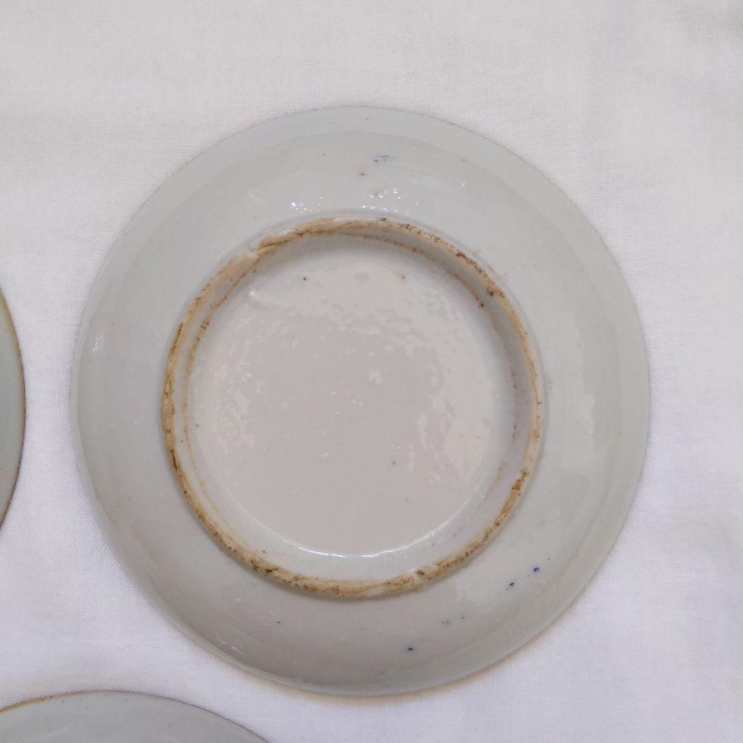 明治〜大正期 図変わり印判 古銭の図　小皿　五枚