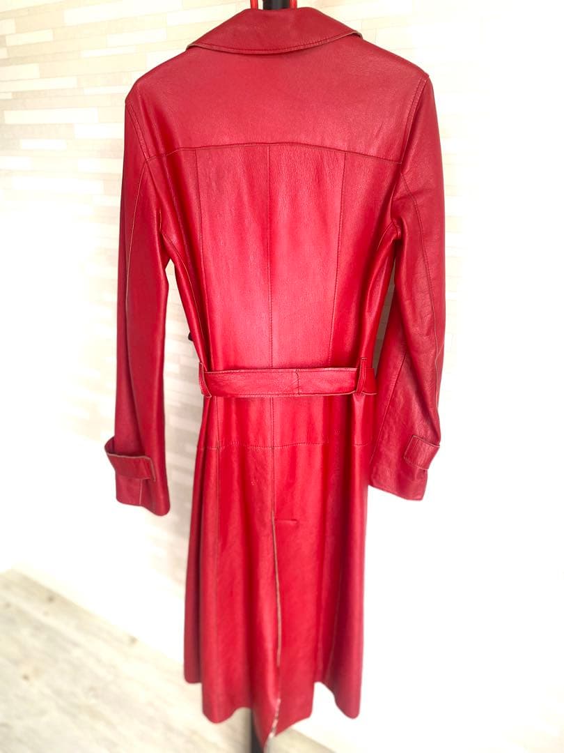 D&G ドルチェアンドガッバーナ ヴィンテージ　レザー　赤　ロングコート　皮　革