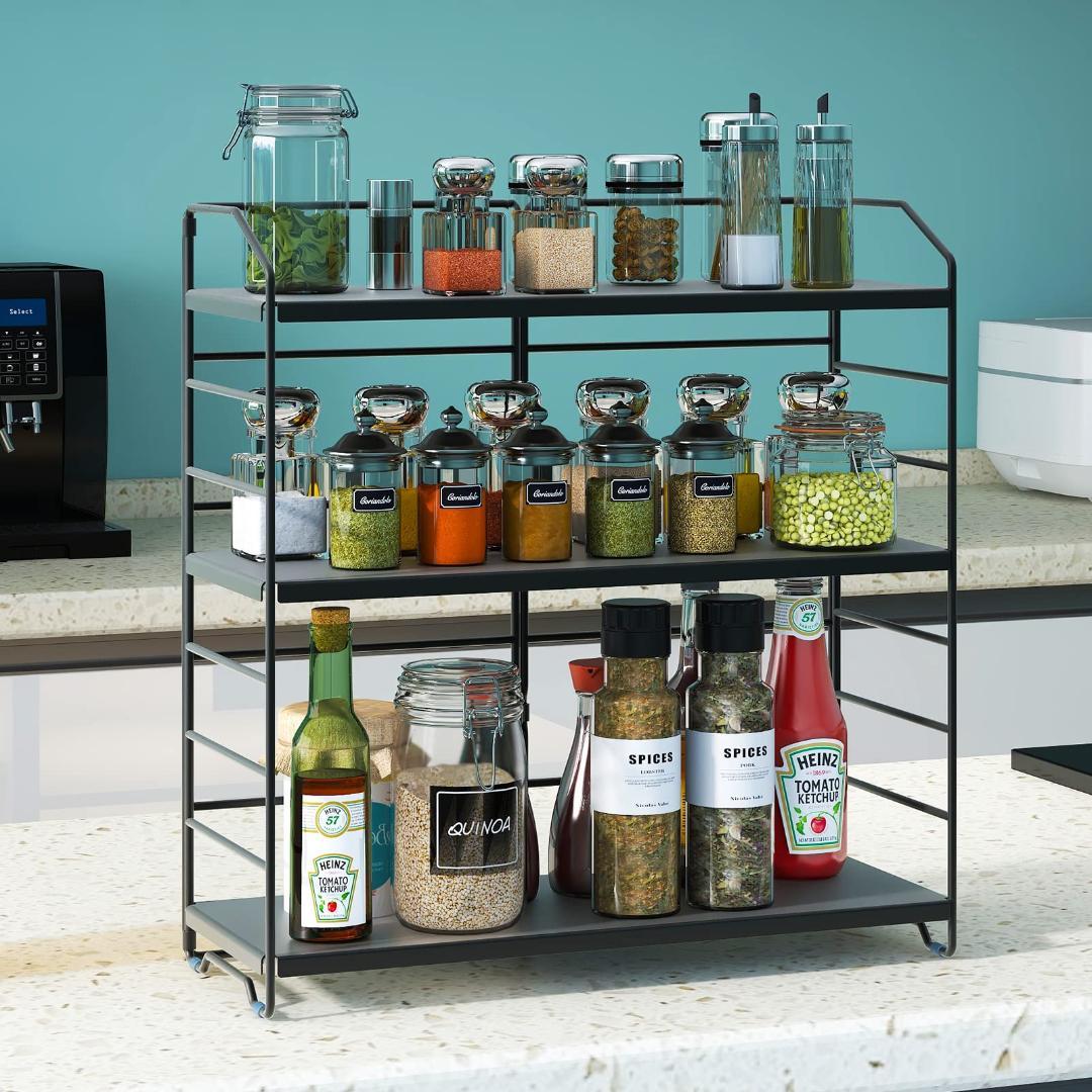 ☆３段調味料収納ラック　耐荷重＆安定感　多機能