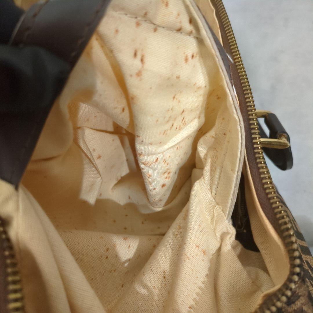 FENDI フェンディ ボストンバッグ ズッカ柄 大容量 キャンバス レザー