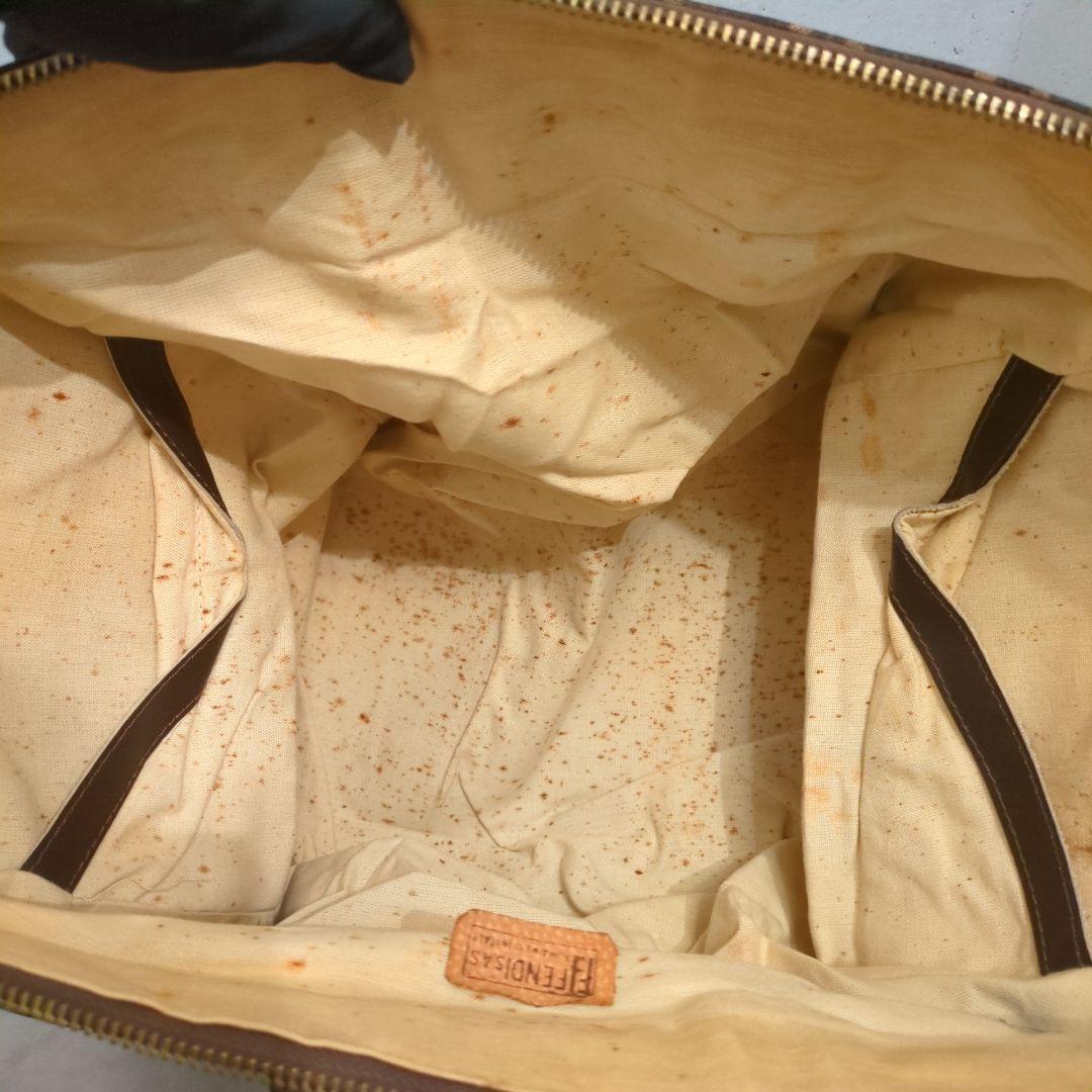 FENDI フェンディ ボストンバッグ ズッカ柄 大容量 キャンバス レザー