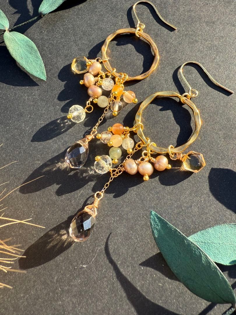 【Xmasセール】スモーキークォーツ＆シトリン＊ピアスNo.203