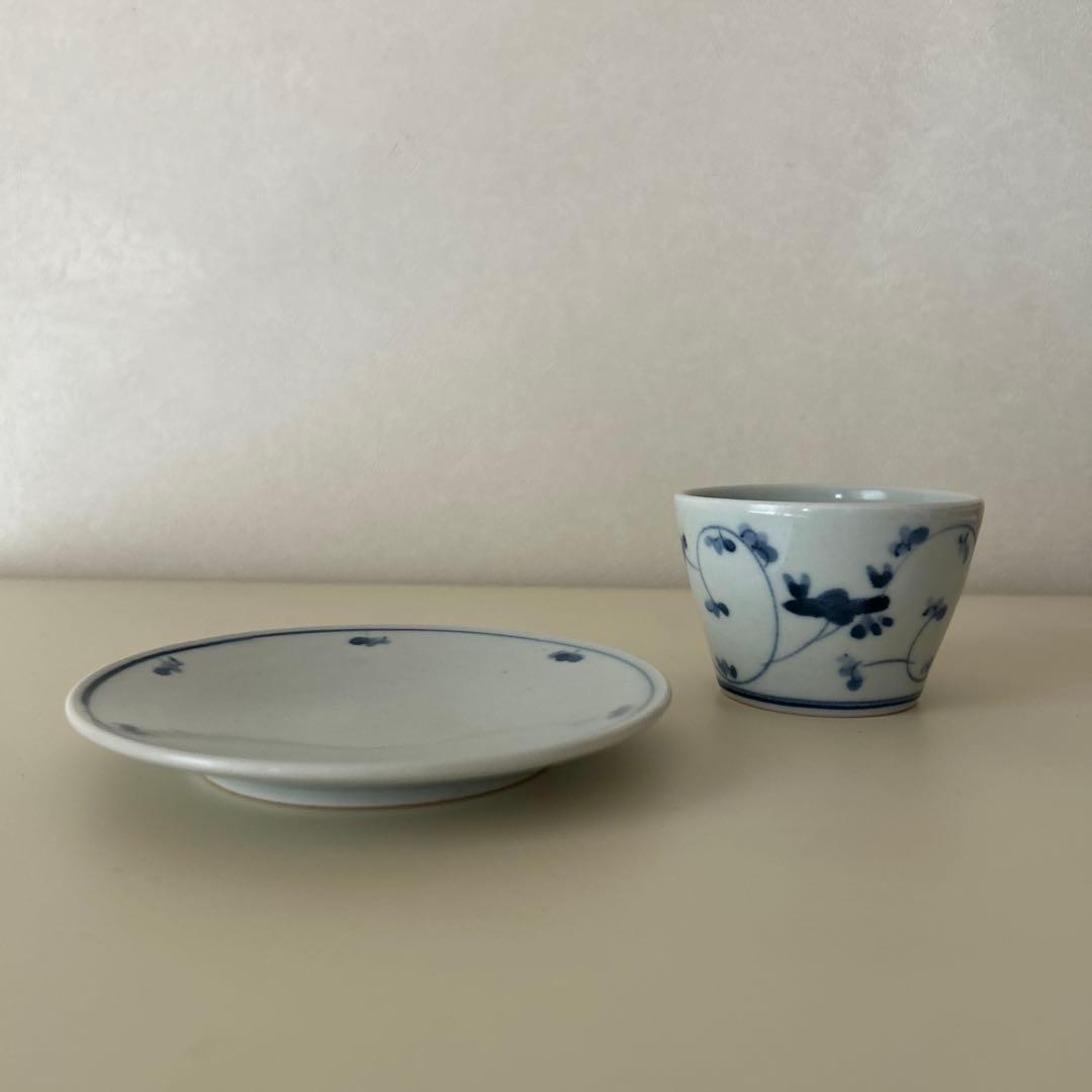 藤塚光男　蕎麦猪口　皿　セット　染付