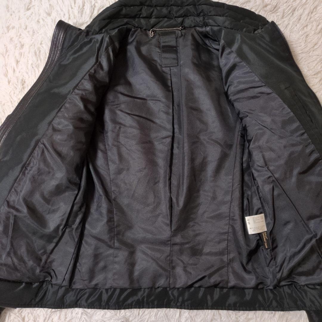 ガラアーベント　メンズ　レザーナイロン切替ライダースジャケット　細身　サイズL