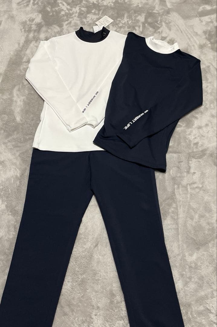 新品未使用　ADABAT ゴルフウェアセット ホワイト ネイビー　4点セット