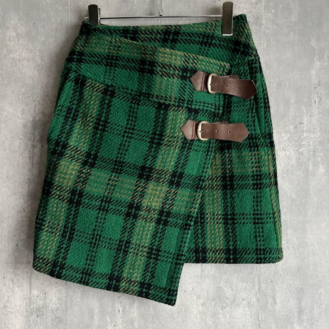 I.S　イッセイミヤケスポーツ　80s　チェック　ウールラップスカート　幻の一品