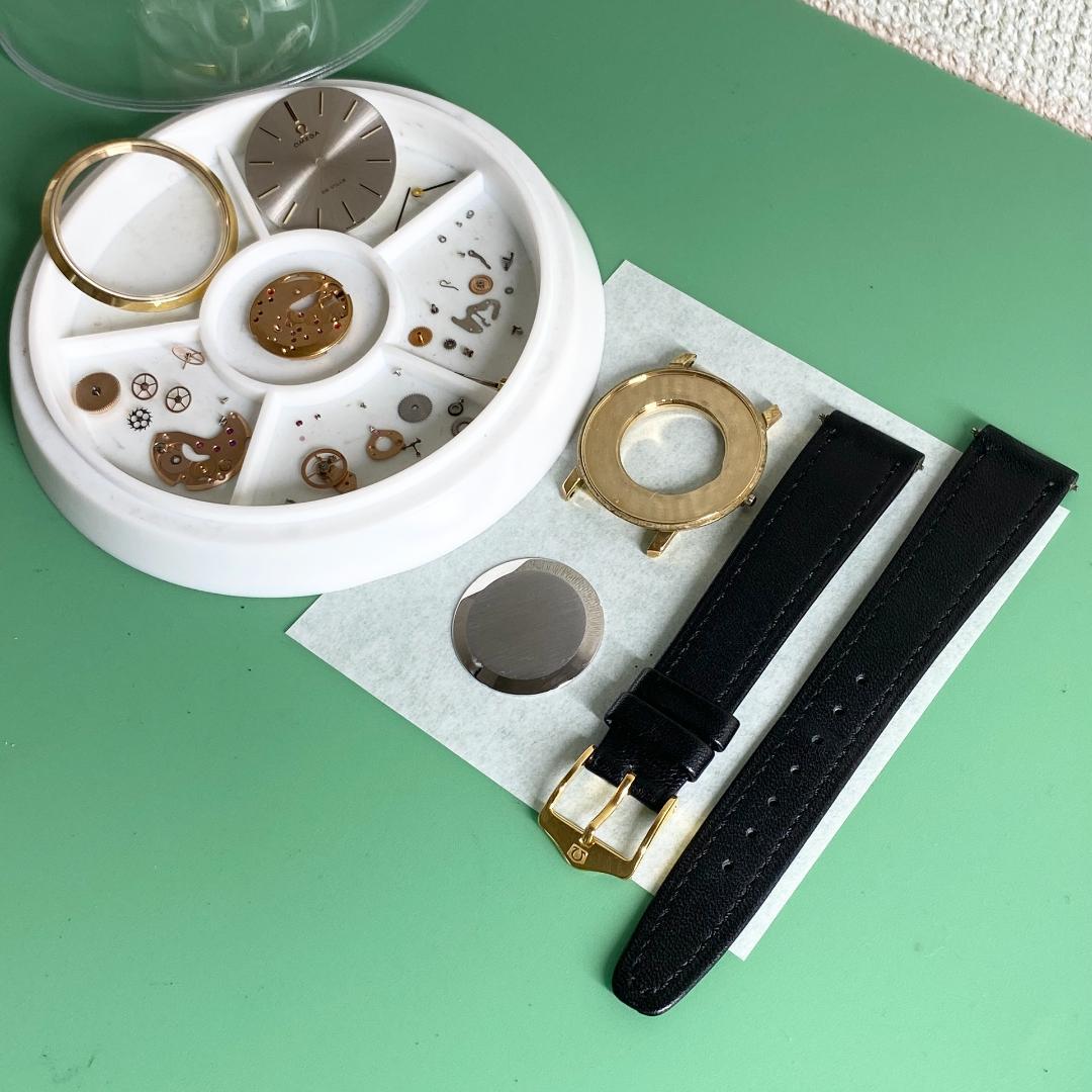 OH済 オメガ デビル 金張りケース サンレイダイヤル 2針ドレス 手巻き