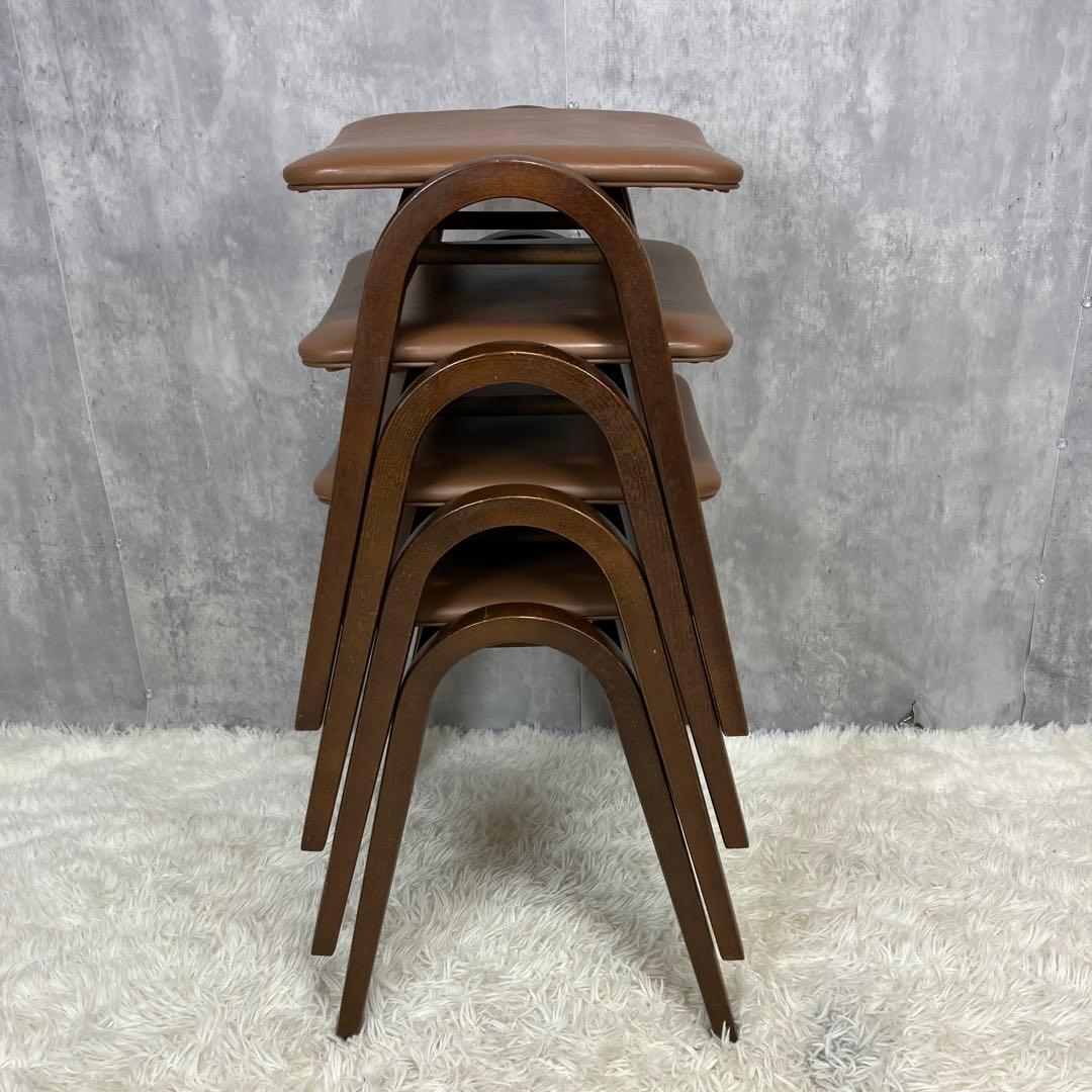 秋田木工 IDC大塚 No.202 剣持勇 スタッキングスツール 4脚セット