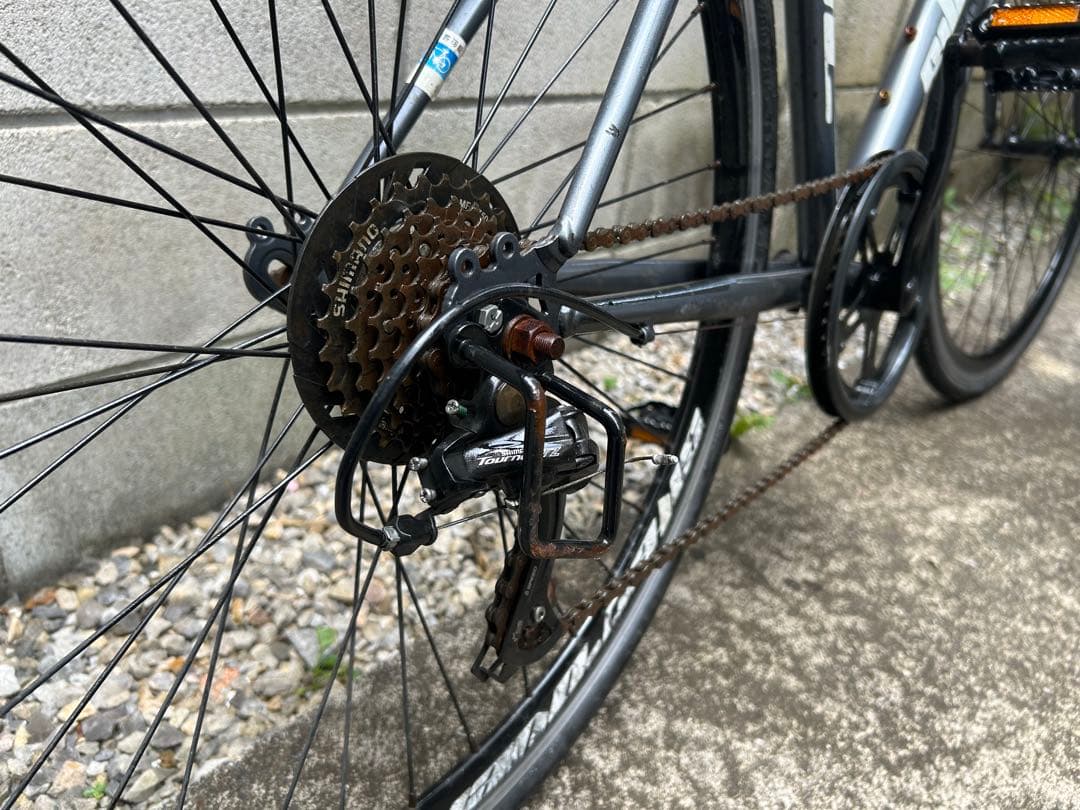 クロスバイク グレー レバー式ブレーキ