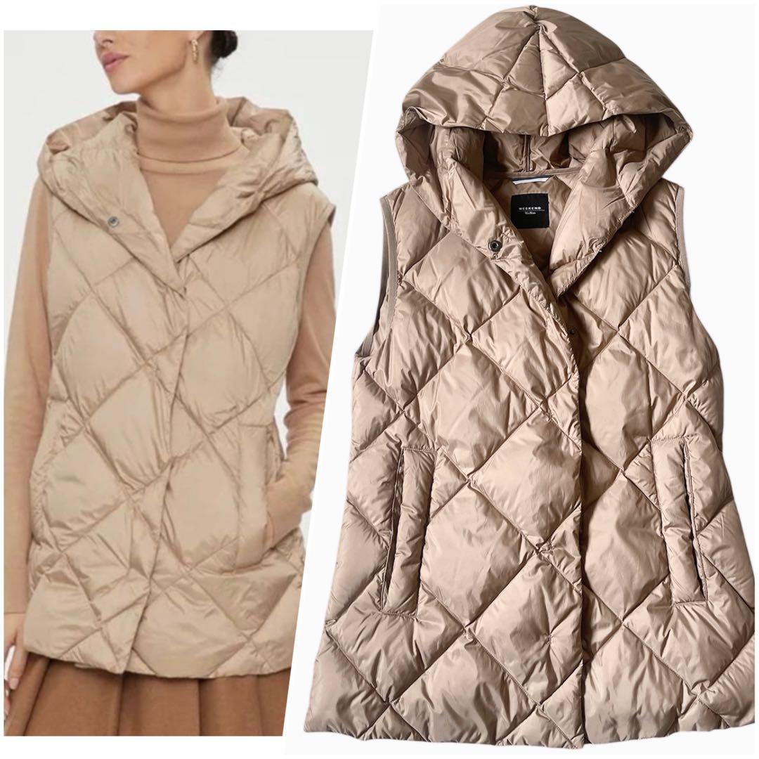 ほぼ未使用✨ マックスマーラ ダウンベスト 2023AW ベージュ 36 丈長め