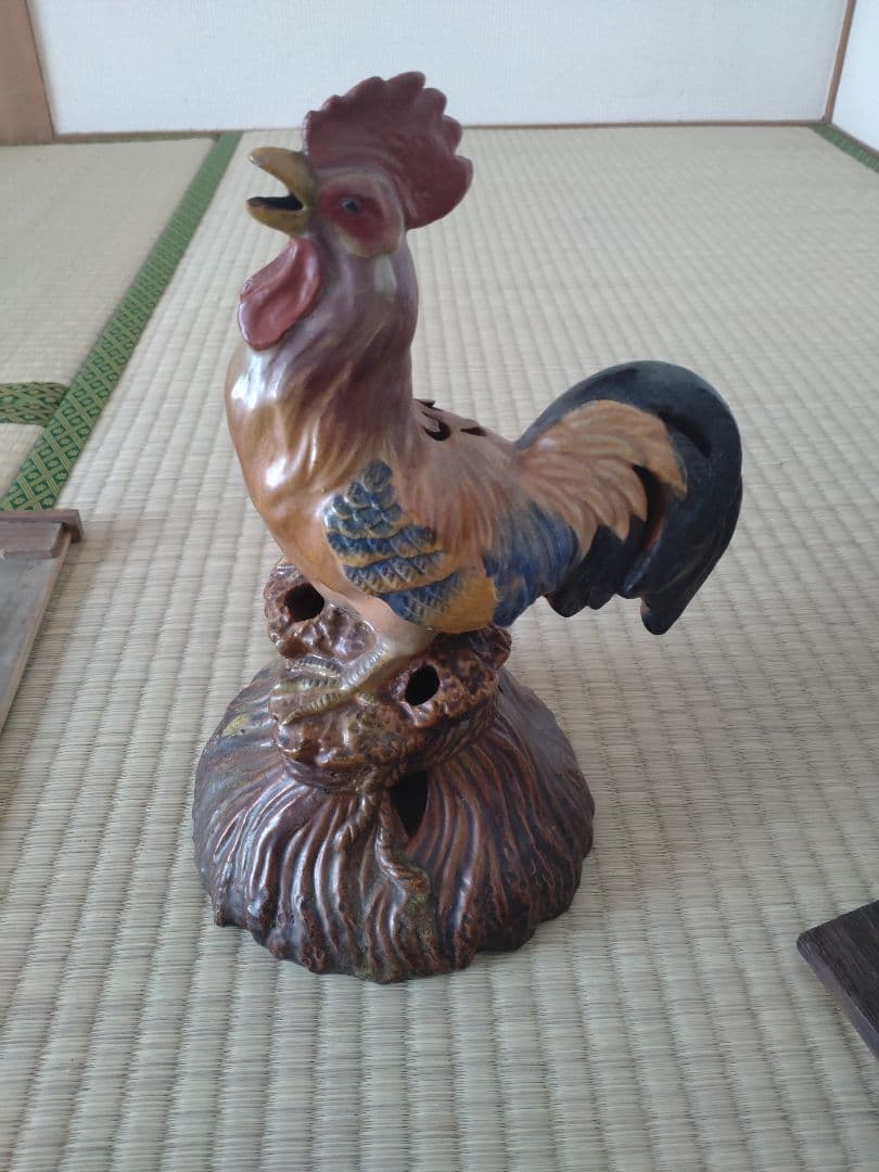 初代中村梅山　鶏伏せ香炉、蚊取り線香　　九谷