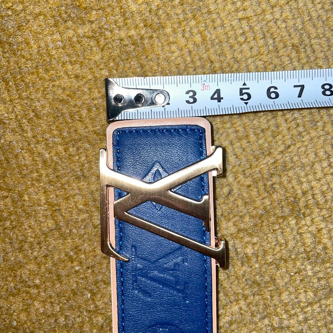 Louis Vuitton ネイビー レザーベルト ルイヴィトン LV