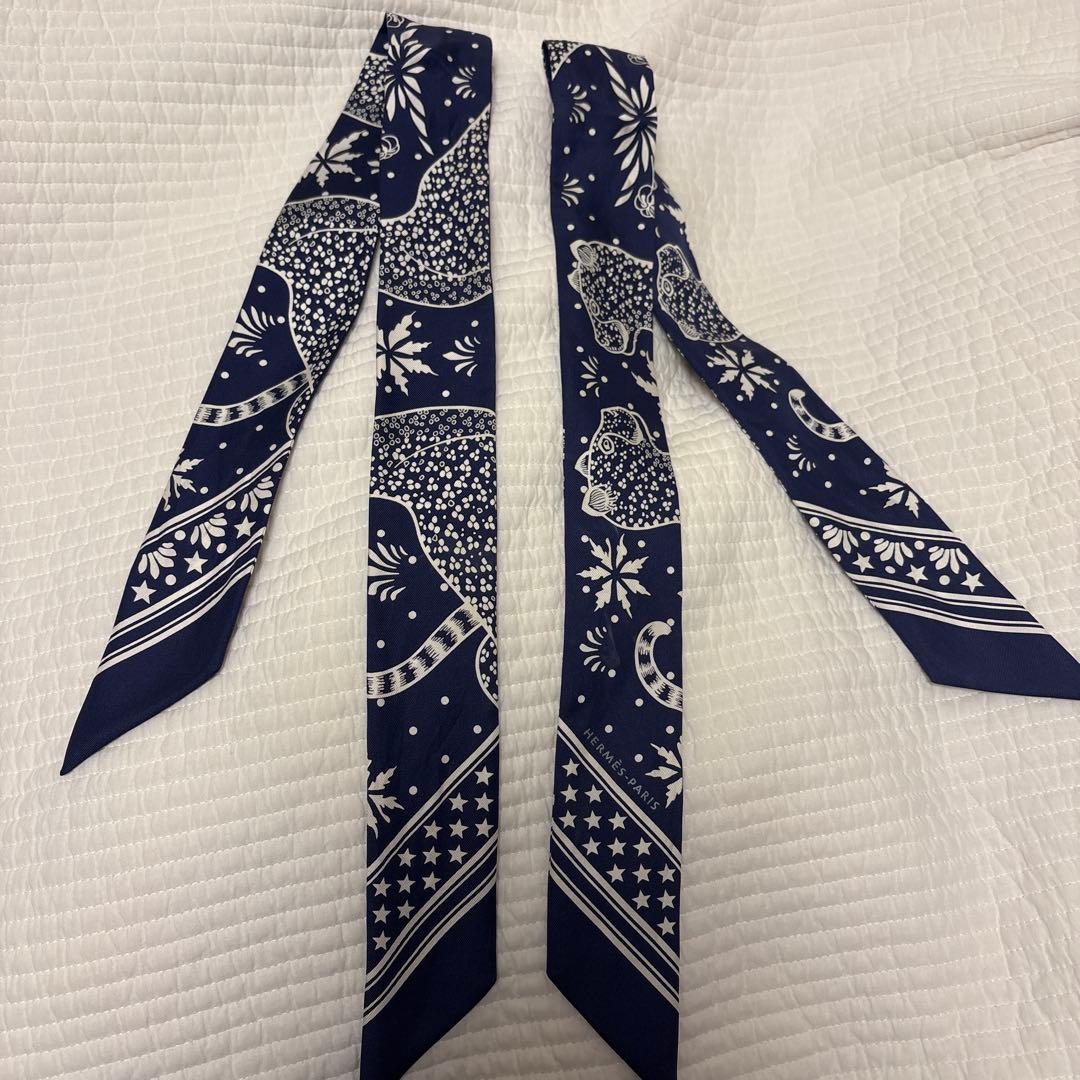 HERMESエルメス　ツイリー　レオパードバンダナ