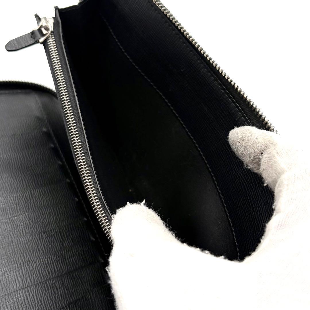 【美品】ダンヒル 長財布 オーガナイザー ラウンドジップ レザー ブラック