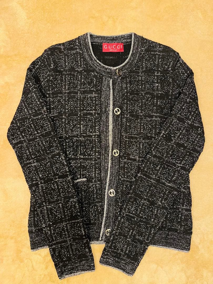 Gucci グッチ　ウール＆ラメ チェック ジャカード カーディガン
