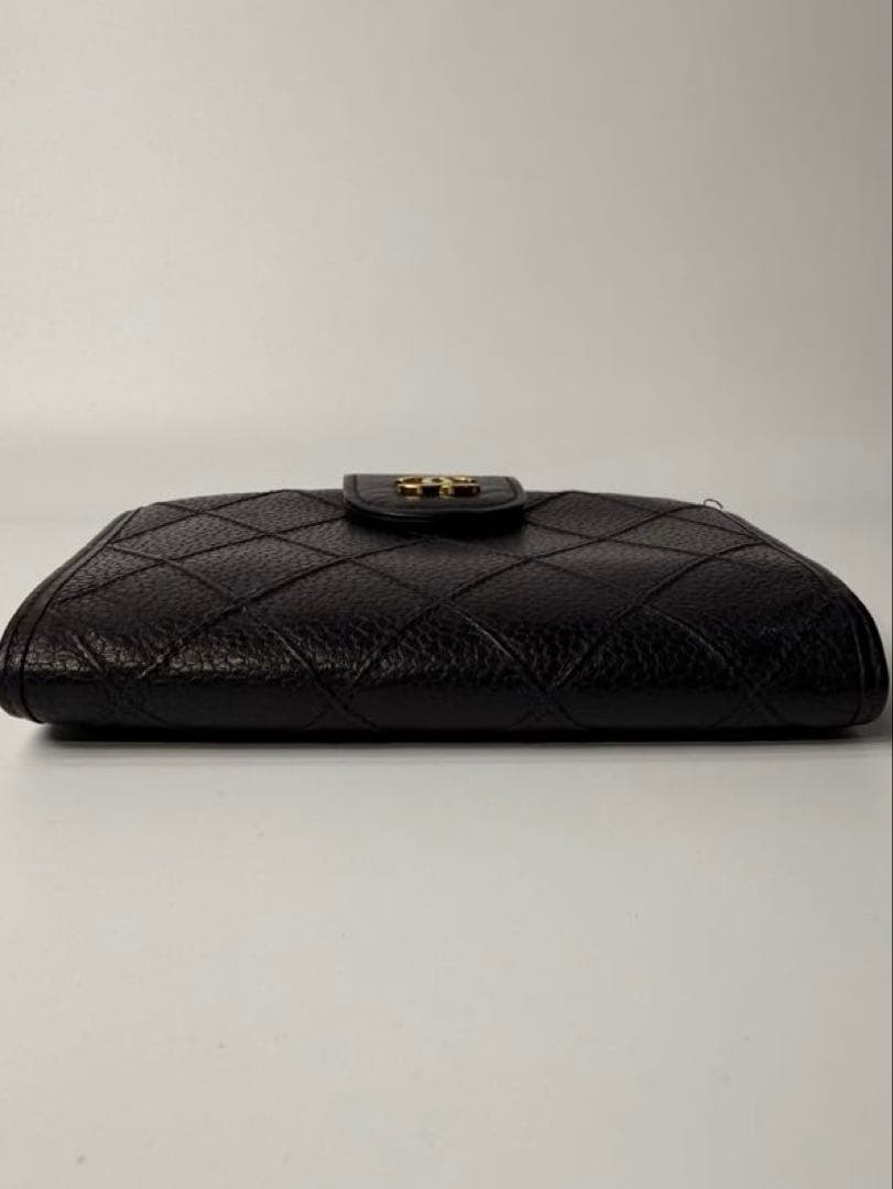 【美品】CHANEL Wホック財布　ビコローレ　キャビアスキン　黒　がま口